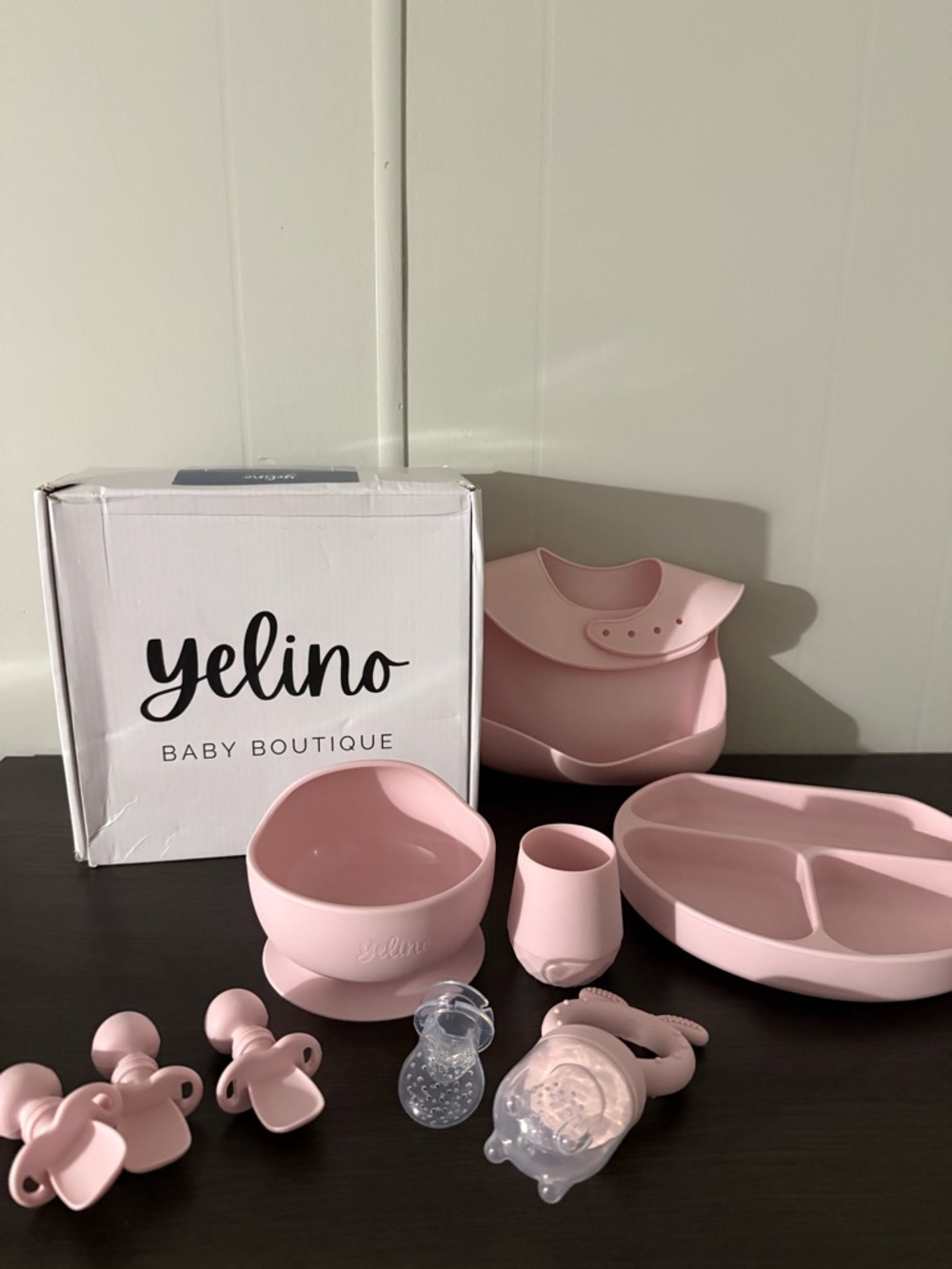 Yelino Baby Boutique Pink Silicone Feeding Starter Set
